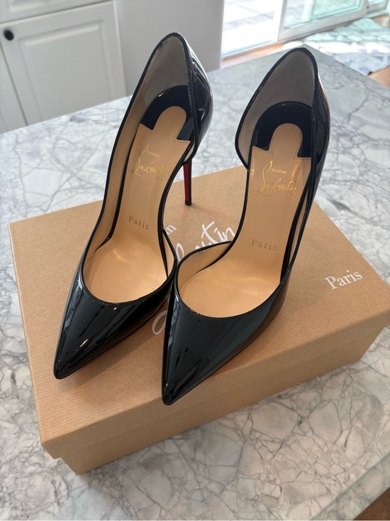 Christian Louboutin Shoes - Christian Louboutin Black Patent Pointed Toe Pumps with Red Soles Like New